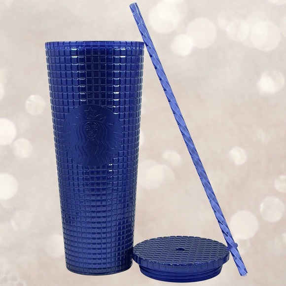 NWT Starbucks Cobalt Blue Grid Cold Cup - Venti - Tumbler - 24 oz - Summer 2023 - Picture 8 of 10